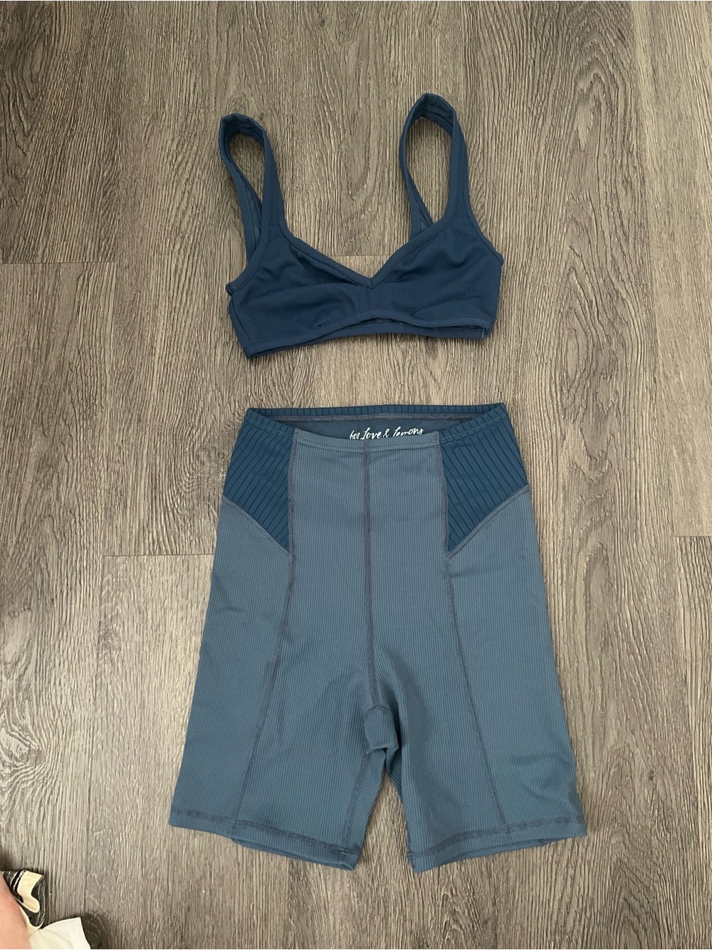 For Love & Lemons Navy and Slate Blue Active Top Set